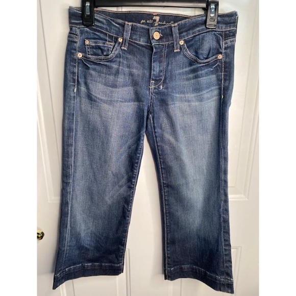 7 for All Mankind Dojo Capri Jeans Womens 26 Cropped Faded Dark Wash - Picture 1 of 6